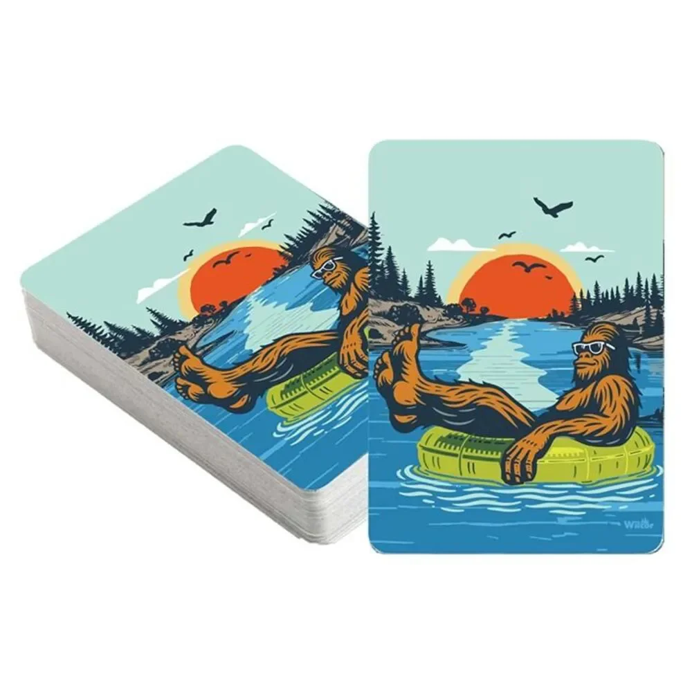 Wilcor Bigfoot Floats Premium Poker Playing Cards Sasquatch camping vacation